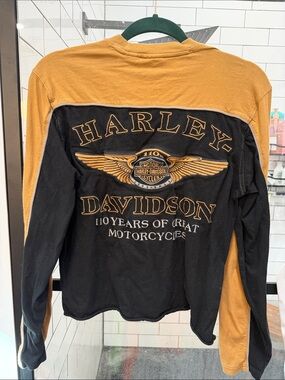 Harley-Davidson Black & Mustard Two-Tone Long Sleeve Shirt